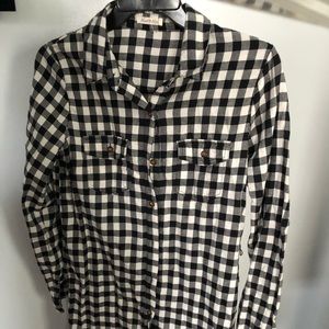 Button up checkered pattern dress